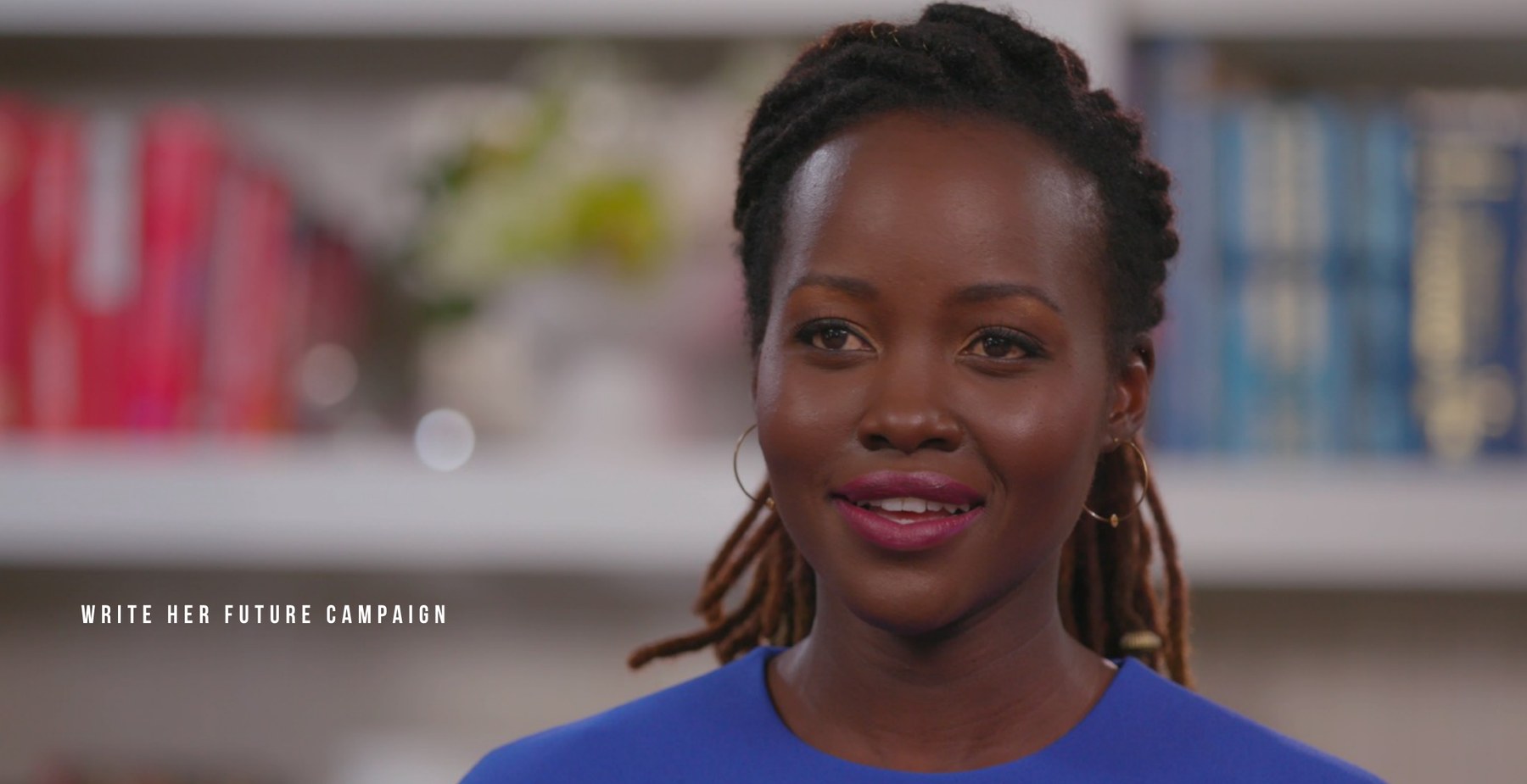 Lupita Nyong'o on camera for the Lancôme Write Her Future campaign.
